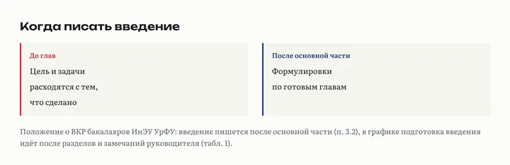 Две колонки: если писать введение до глав, цель и задачи расходятся с тем, что сделано; после основной части формулировки берут из готовых глав